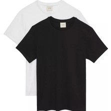 Calvin Klein Erkek Ss Stretch Cotton Slim Tee 2pk T-Shirt - Siyah & Beyaz