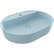 Bocchı Bocchi Sottile Slim Line Oval Batarya Lavabo 60 cm Mat Buzmavi - 1600-029-0126