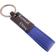 Nuveden Ieg™ Lacivert Deri Metal Anahtarlık