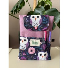 Tadsy Mor Baykuş Desenli Kitap Kılıfı Şık ve Koruyucu Cepli Kitap Kılıfı Çok Amaçlı Çanta 19X25 cm