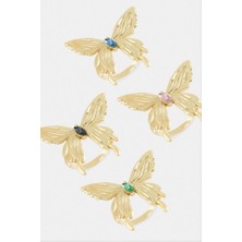 Zero Land Matrixzn Kelebek Kristal Taşlı Metal Yüzük - Gümüş Rengi