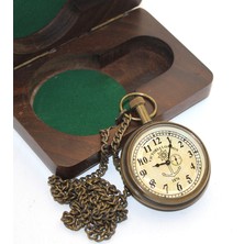 Nuveden Ieg™ Ahşap Kutulu Pirinç Köstekli Saat Model 6