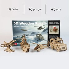 Reboo 3D Ahşap Puzzle Askeri Araçlar Maket ve Boyama Eğitici Zeka Oyunu 3 Boyutlu Yapboz