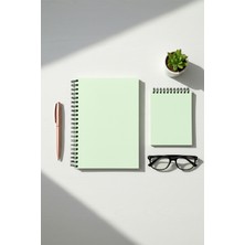 giftkonsept Renkli Sayfalı A5 Spiralli Defter & A6 Not Defteri - 50 Yaprak Şeffaf Kapak Premium Pastel Renk Ikili Defter Seti -