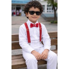 Algitsin O L A Çocuk Pantolon Askısı+Papyon Seti+1-12 Yaş Unisex