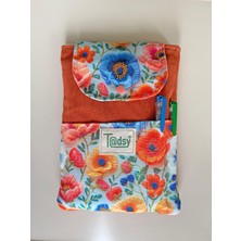 Tadsy Somon Çiçekleri Desenli Kitap Kılıfı Şık ve Koruyucu Cepli Kitap Kılıfı Çok Amaçlı Çanta 19X25 cm