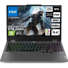 Lenovo Loq 15IRX10  I7-13650HX 24-Gbddr5  1 Tbssd 8GB-RTX5060-100W 15.6" Full Hd Gaming Laptop Windows 11 Home 83JE00ERTRAT53