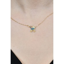 Taşlı Bebek Arabası Kolye 14 Ayar A023183