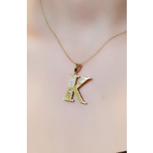 K Harfi Taşlı Kolye Ucu 14 Ayar A064976