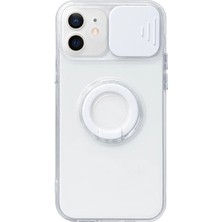 Nuveden Ieg™ Ally iPhone 12 6.1inç Kılıf Sürgülü Kamera Lens Korumalı Yüzük Standlı Silikon Kıl