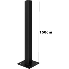 Aydın Metal Metal Korkuluk Direği Bahçe Çit Direği Zemin Montaj Flanşlı Direk - Ham (Boyasız) 150CM