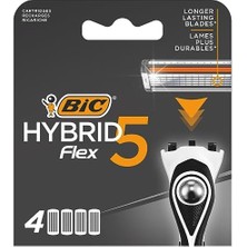 Nexa Bıc Hybrid 5 Flex 4'lü Yedek Tıraş Bıçağı Kartuşu (5 Bıçak), 5 Nano Teknolojik Titanyum Bıçak, E Vitamini ile Zenginleştirilmiş Geniş Kayganlaştırıcı Bant