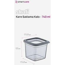 Nexa 6'lı Set Skali Kare Saklama Kabı 740 ml