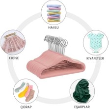 Nexa 10 Adet Çocuk Bebek Askısı, Kadife Kaymaz Sağlam Elbise Askısı, 360 Derece Döner Kancalı Gömlek Pantolon Tshirt Mont Askı (Pembe)