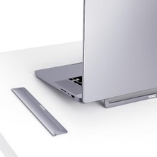 Nexa Laptop Stand Ultra Ince 4 mm Katlanabilir Alüminyum Ergonomik Dizüstü Stand 11.6 13 15 16 17 Inç Uyumlu Görünmez Yapışkanlı Hafif Taşınabilir Notebook Yükseltici Ofis Ev Seyahat Gri