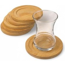 Nexa Bambu Yuvarlak Çay Tabağı Bardak Altlığı 6 'lı Set, Dekoratif Bambu Altlık