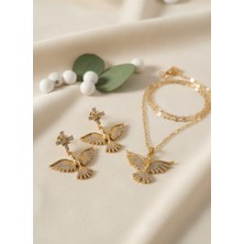 Park City Shop Çelik Kolye Küpe İkili Set Anka Kuşu Gold