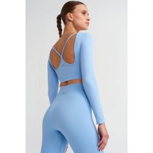 COMEUP Kendinden Bralı Pedli Crop Alice Mavi