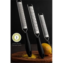 Nuveden Ieg™ 3'lü Profesyonel Çelik Rende Seti: Limon Peynir Çikolata Zester - Lazer Kesim Cerrahi Çel