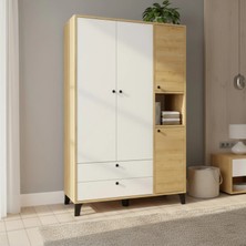 Misterium Mega 2 Çekmeceli 6 Raflı Ekstra Derin Gardırop Yatak Odası & Genç Odası Elbise Dolabı - Beyaz