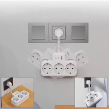 Nexa Yüksek Voltaj Korumalı Priz, Duvar Tipi Kısa Kablolu Priz Çoğaltıcı, 3x Soket, 2x Type-C, 1x Usb, 16A, 3680W, 1050 Joule, Çocuk Korumalı, Dayanıklı Yapı (Siyah)