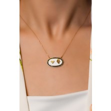 Siyah Taş Çerçeveli Kolye 14 Ayar A049688