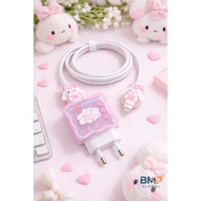 🐰 Sevimli Tavşan Tasarımlı Şarj Koruma Seti – Kablo ve Adaptör Koruyucu