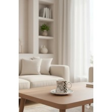 Noip Pak Home 6 Kişilik Lüks Porselen Kahve Fincan Takımı - Mermer Desenli & Altın Geometrik Detayl