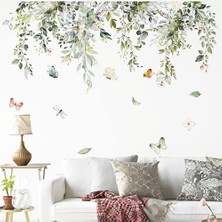 Nexa Nefes Alabilen Bant, 2 Parça Yeşil Bitki Duvar Stickerı, 30 x 90 cm Duvar Dekoru Kelebek Duvar Kağıdı, Çocuk Odası, Bebek Odası, Oturma Odası ve Ofisler Için Çıkarılabilir Duvar Stickerı
