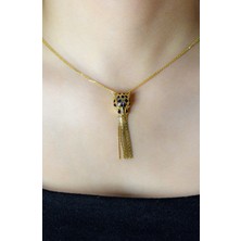 Püsküllü Panter Başı Kolye 14 Ayar A048504