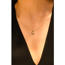 Taşlı Kalp Kilit Kolye 14 Ayar A047321
