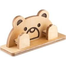 Nexa Angelicart Sevimli Hayvan Tasarımlı Ahşap Gözlük Standı, El Yapımı Masa Aksesuarı, Huş Kontrplak, Doğal Yağlı Cila (Ayıcık)