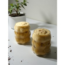 Modern Üzüm Desenli Borosilikat Cam Bardak 250 ml Isıya Dayanıklı Dekoratif Sunum Su ve Kahve Bardağı | Kitchera Home