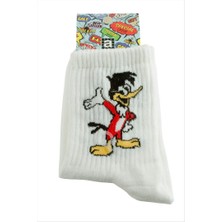 Zero Land Matrixzn Ördek Kolej Çorap 8*28 - Beyaz