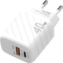 Nuveden Ieg™ Ally TE-PD08 40W Type-C + USB Qc3.0 Pd Hızlı Şarj Adaptörü Şarj BAŞLIĞI-(5775)