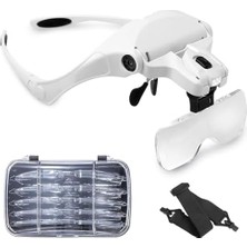 Nexa Sinzau Kafa Bandı Büyüteç Gözlüğü, LED Işıklı, Eller Serbest Arama, Kuyumcu, Saatçi Hobi, 5 Lens, 1.0x 1.5x 2.0x 2.5x 3.5x (Tekrar Kullanılabilir)