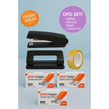 Anı Ofis Kırtasiye Ofis Seti – Zımba Makinesi, Delgeç, Bant ve 3 Kutu 24/6 Zımba Teli (Toplam 3000 Tel)