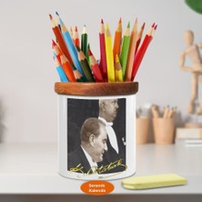Asilmeydan Mustafa Kemal Atatürk Yan Portre Ahşap Seramik Kalemlik-11