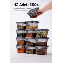 Eba Home 12'li Etiketli ve Sızdırmaz Kapaklı Erzak Saklama Seti - 550ML - Etiket Hediyeli