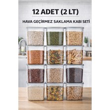 Eba Home 12 Adet 24 Parça 2 Litre Dikdörtgen Erzak Bakliyat Saklama Kabı Seti 20 Etiket Hediyeli