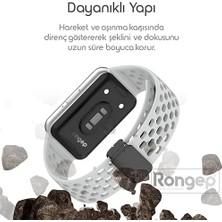 Nexa Galaxy Fit 3 ile Uyumlu Spor Kordon Manyetik Katlanır Toka Mekanizmalı Nefes Alabilirlik Sağlayan Delikli Doku Deformasyona Karşı Dayanıklı Yumuşak Saat Kayışı