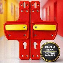 Bariyerli Kapı Kolu | Kırmızı-Sarı Renkli | Çocuk Güvenlikli | Okul ve Eğitim Alanlarına Uygun