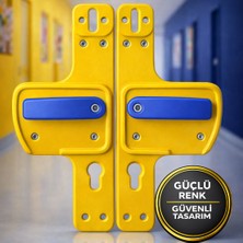Bariyerli Kapı Kolu | Lacivert -Sarı Renkli | Çocuk Güvenlikli | Okul ve Eğitim Alanlarına Uygun