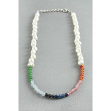 Zero Land Matrixzn Renkli Doğaltaşlı Inci Kolye - Beyaz