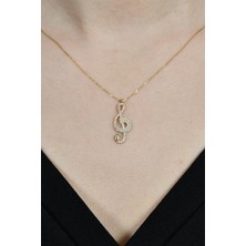 Taşlı Sol Anahtarı Kolye 14 Ayar A040617