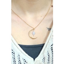 Hilal &amp;amp; Kutup Yıldızı Kolye 14 Ayar AT01781