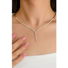 Su Yolu Taşlı Gerdanlık 14 Ayar A058269