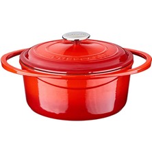 Nexa Metal Serisi - Döküm Tencere, Yuvarlak, 24 Cm, Kırmızı