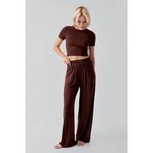 Artış Collection Kısa Kollu Crop Bol Paça Esnek Viskoz Pijama Takım 17216