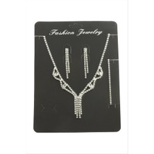 Zero Land Matrixzn Sallantılı Taşlı Set Kolye - Gümüş Rengi